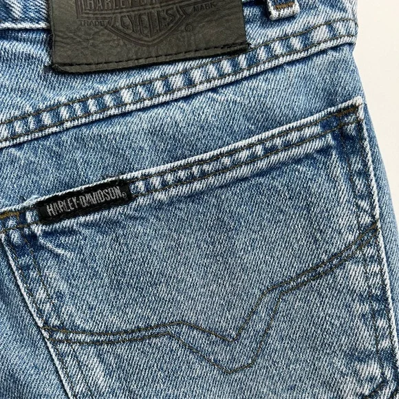VINTAGE Harley Davidson High Rise Mid Thick Denim Jean Short Size 4